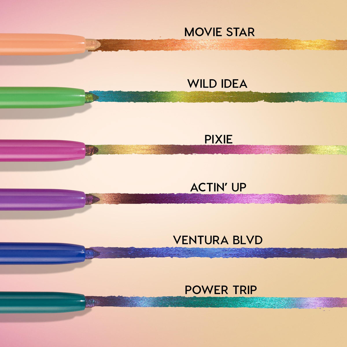 ColourPop Power Trip collection comparison showing matte and metallic options