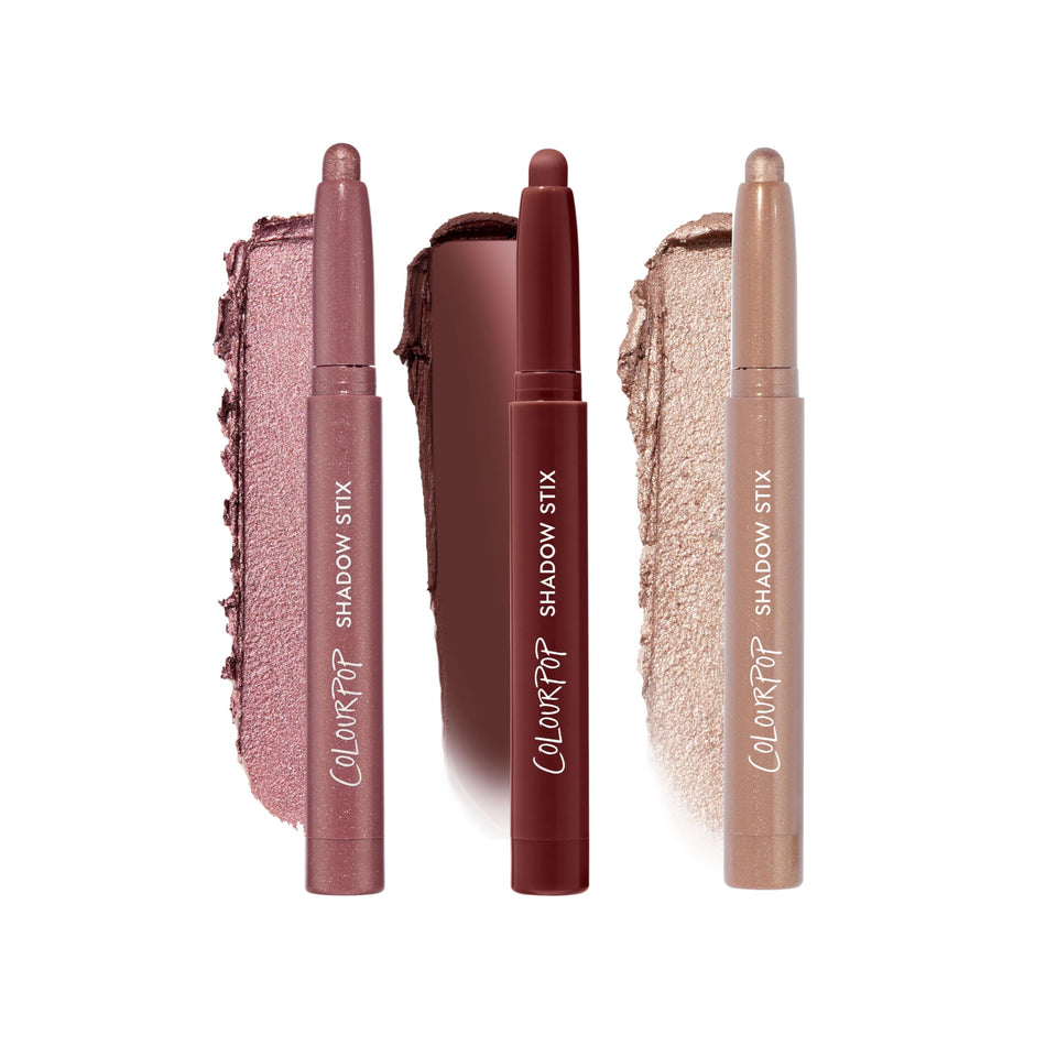 ColourPop front packaging showing three Shadow Stix and kit benefits