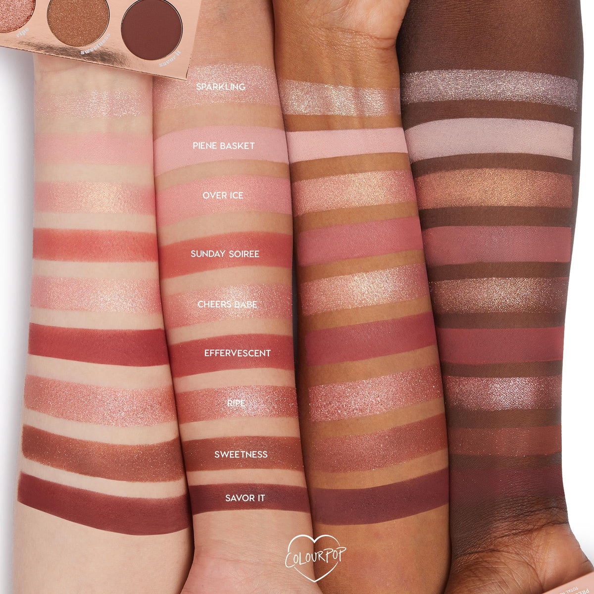 ColourPop palette matte texture detail showing creamy matte blendability and smooth application
