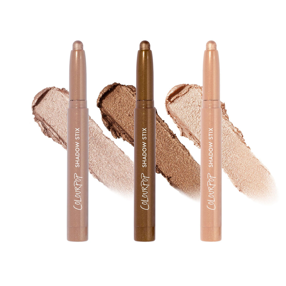 ColourPop Shadow Stix front packaging showing all three sticks and shade labels, convenient set
