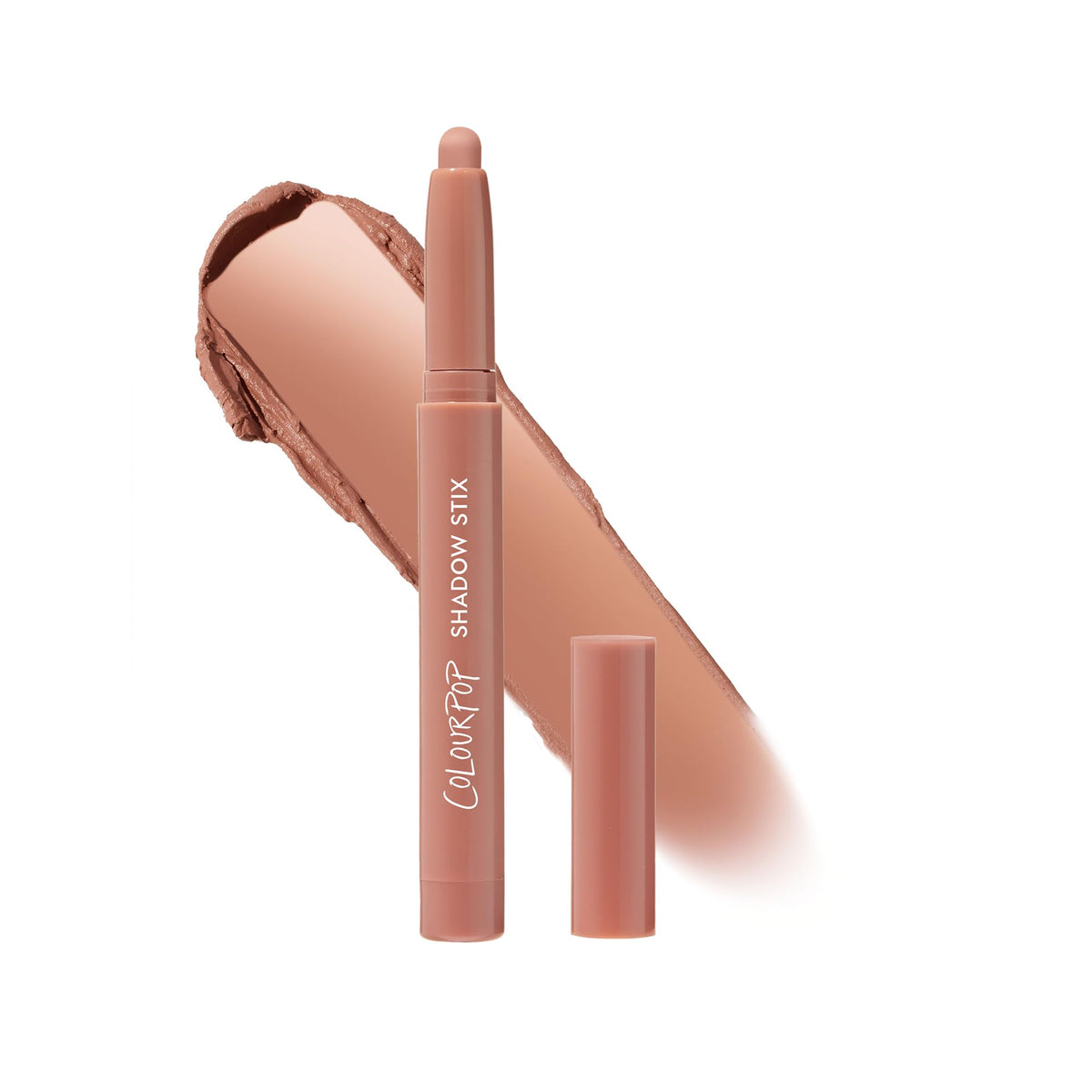 ColourPop Shadow Stix front view showing tube and label, easy-to-apply benefit