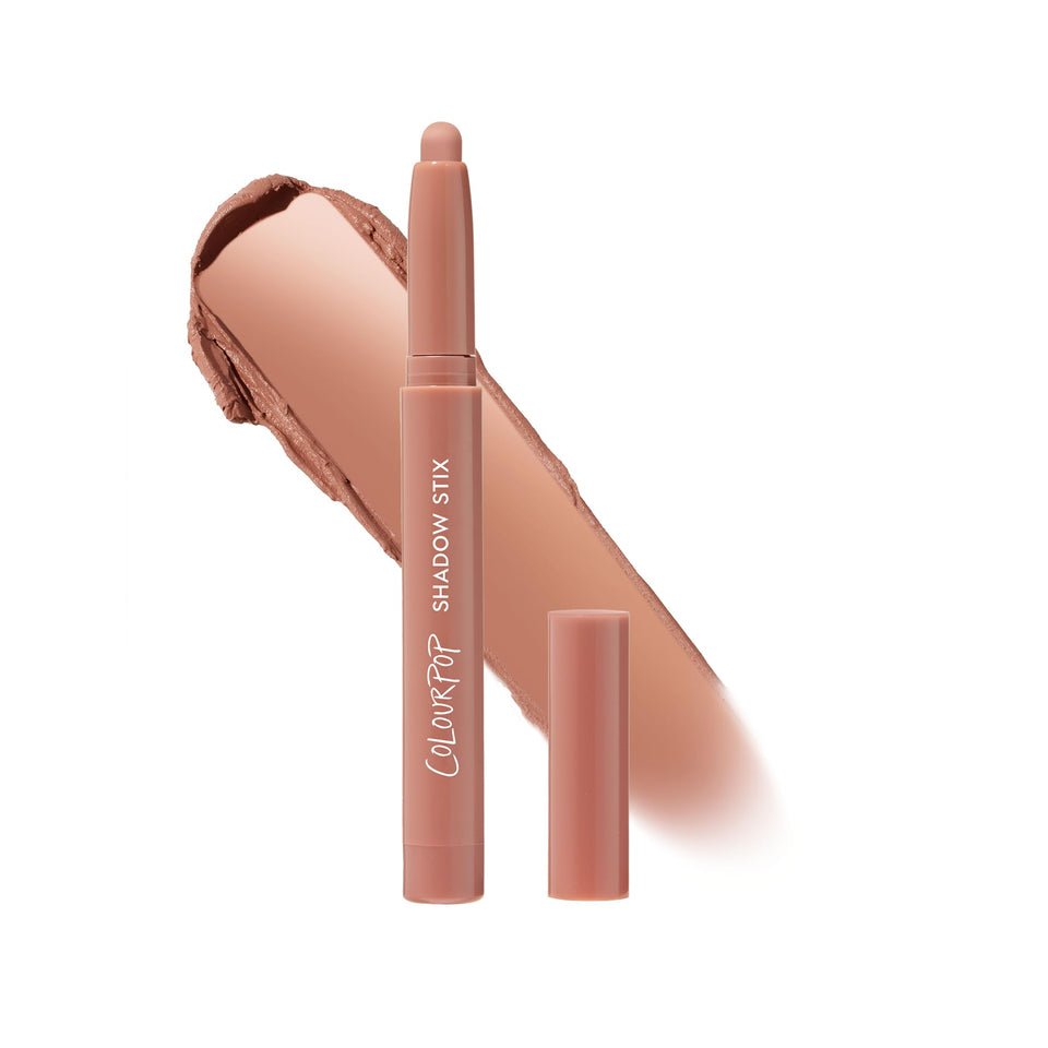 ColourPop Shadow Stix front view showing tube and label, easy-to-apply benefit