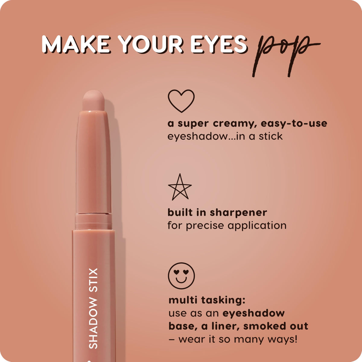 ColourPop Shadow Stix applied to eyelid, quick natural look and smudgeable benefit