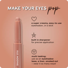 ColourPop Shadow Stix applied to eyelid, quick natural look and smudgeable benefit