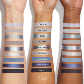 ColourPop texture swatch of metallic silver showing reflective sheen and smooth application