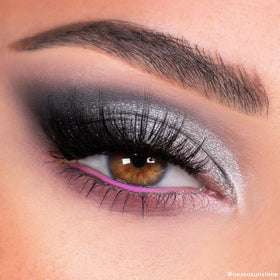 ColourPop Stone Cold Fox applying metallic with a flat brush for intense lid color benefit