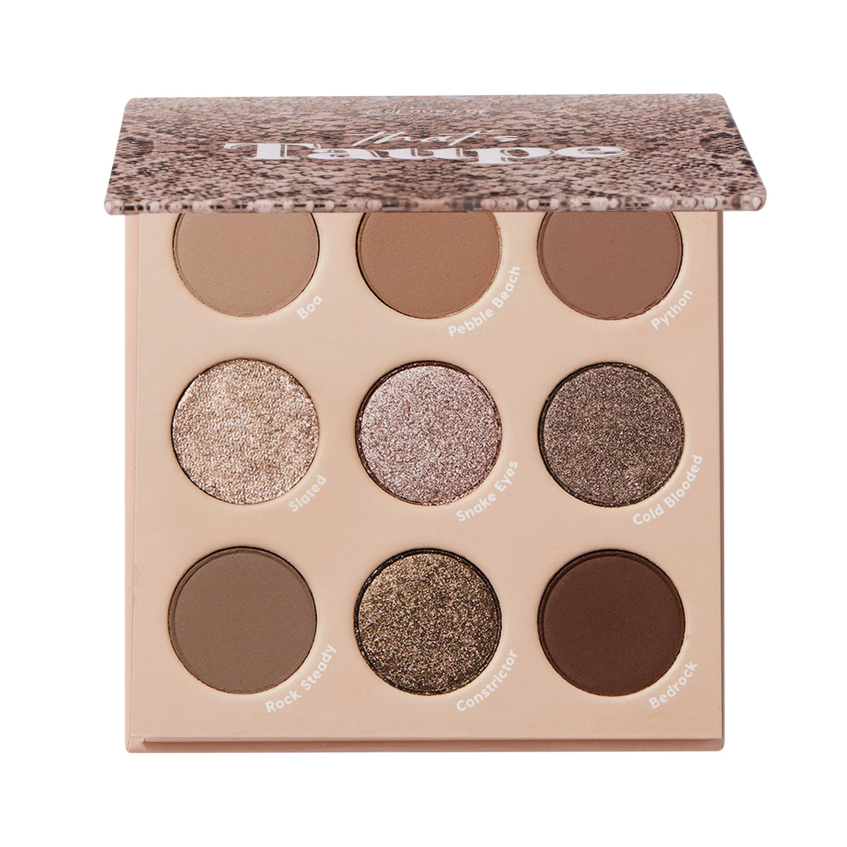 ColourPop palette front packaging showing compact, travel-ready design and neutral appeal
