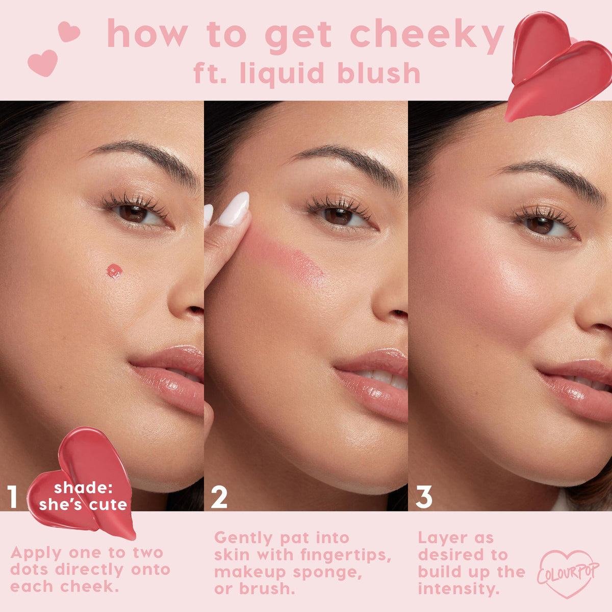 ColourPop applied on cheeks closeup illustrating natural flushed glow