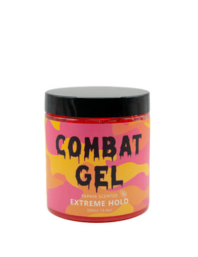 Combat Gel applied to hair edges, showing precise edge control and sleek finish