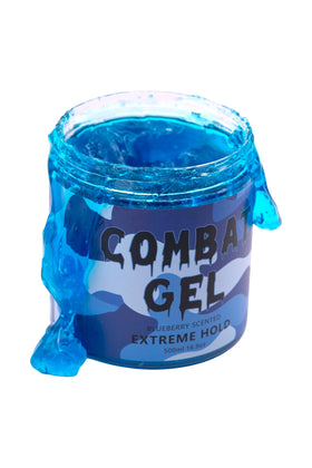 Combat Gel front jar 500ml blueberry scent shows label and size with strong-hold benefit
