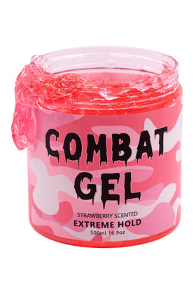 Combat Gel front packaging showing 500ml jar and strawberry scent benefit