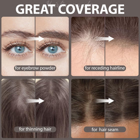Comdian angled view of the included brush applying precise powder strokes