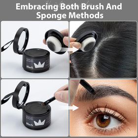 Comdian application sponge in use filling hairline for instant thicker appearance