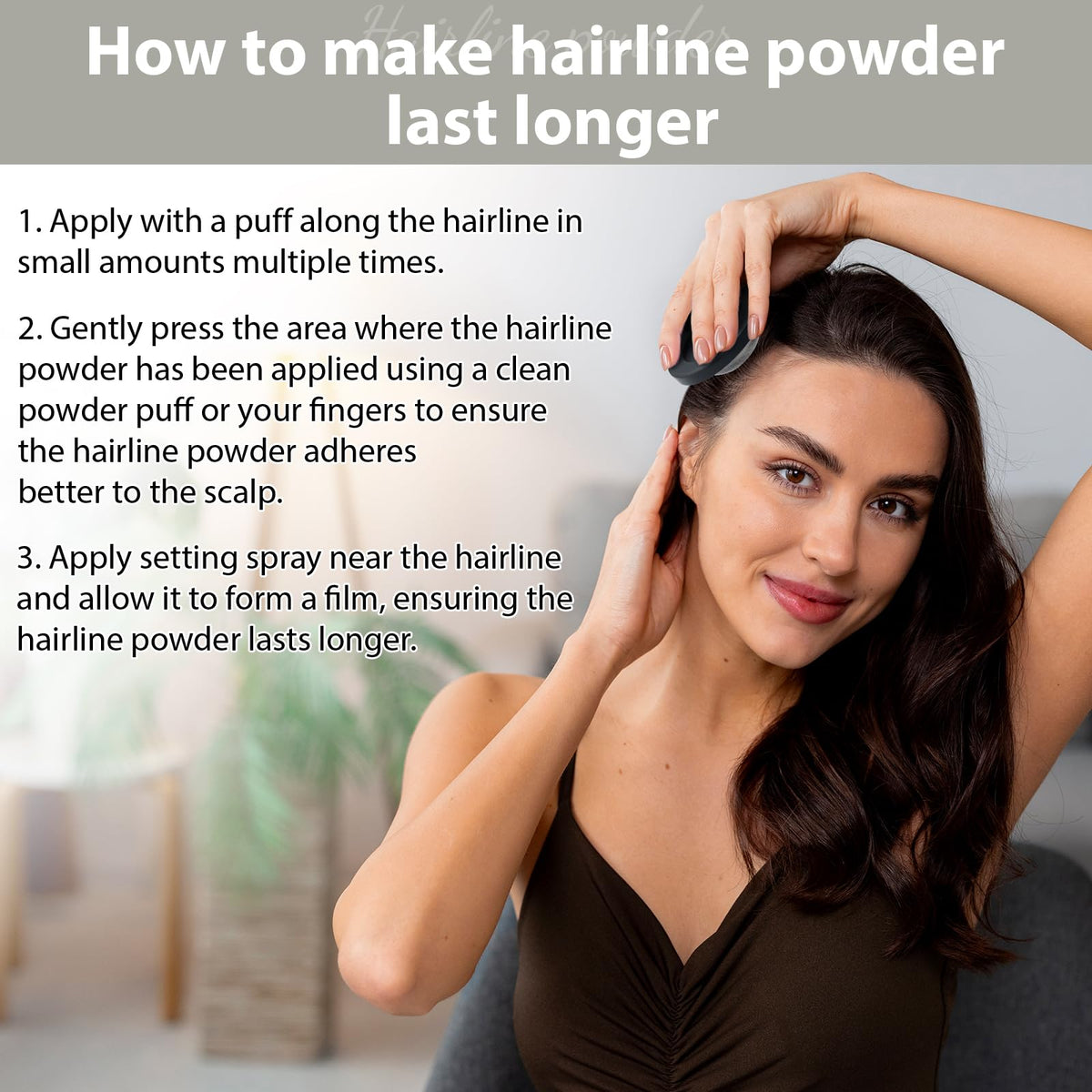 Comdian in a bathroom setting for quick, on-the-go touch-up confidence