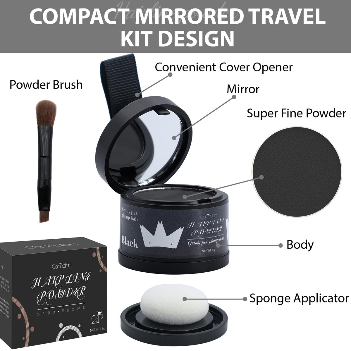 Comdian scale size comparison with hand to show compact, portable design