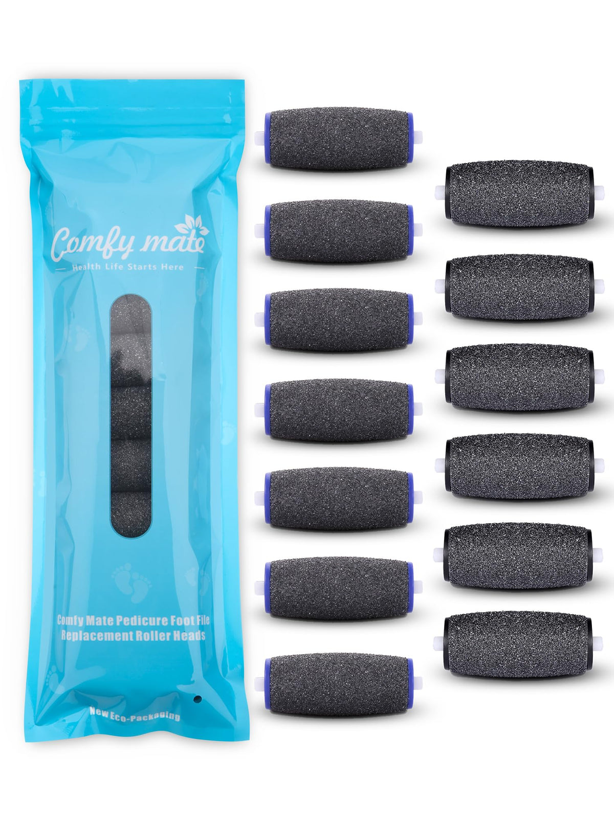 Comfy Mate front packaging showing 13 replacement rollers and benefits