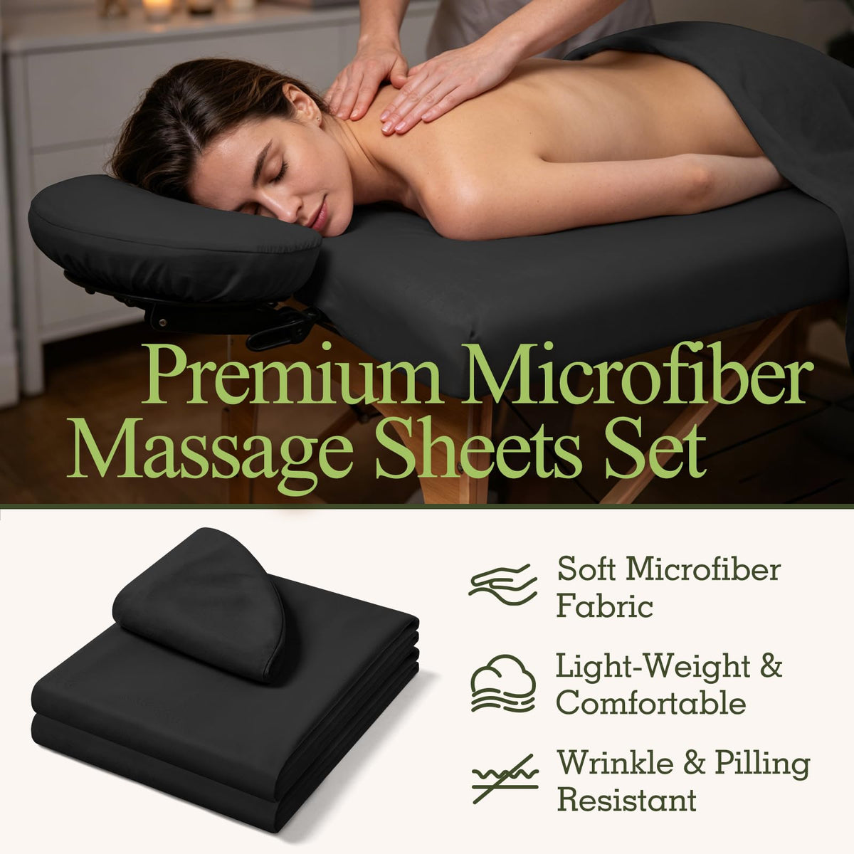 Comfyanno sheets fitted on a standard massage table for professional look