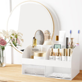 COMFYROOM transparent drawers open with cosmetics neatly organized benefit