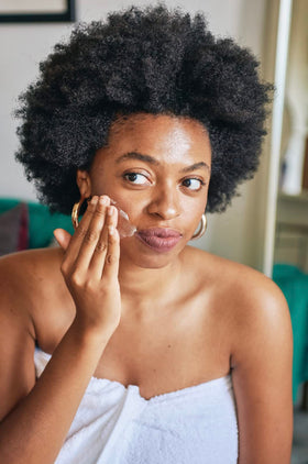 Completely Bare jar on bathroom counter in routine setting promoting everyday use benefit