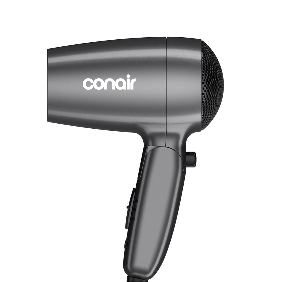 Conair 1875W travel dryer front view showing compact body and airflow benefit