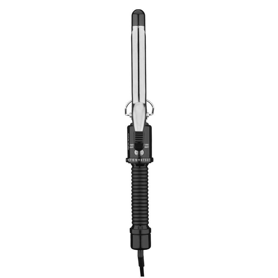 Conair 3/4-inch curling iron front view showing compact design and barrel benefit