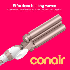 Conair close-up of double ceramic barrels showing smooth finish for even heat