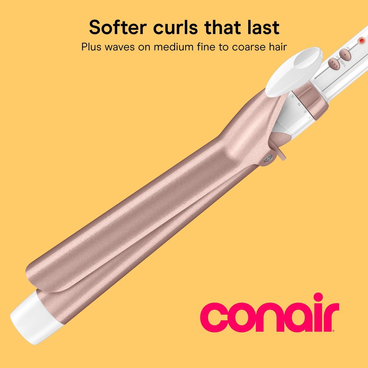 Conair barrel close-up highlighting double ceramic surface for even heat