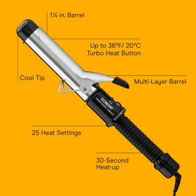 Conair close-up of chromium barrel highlighting even heat distribution benefit