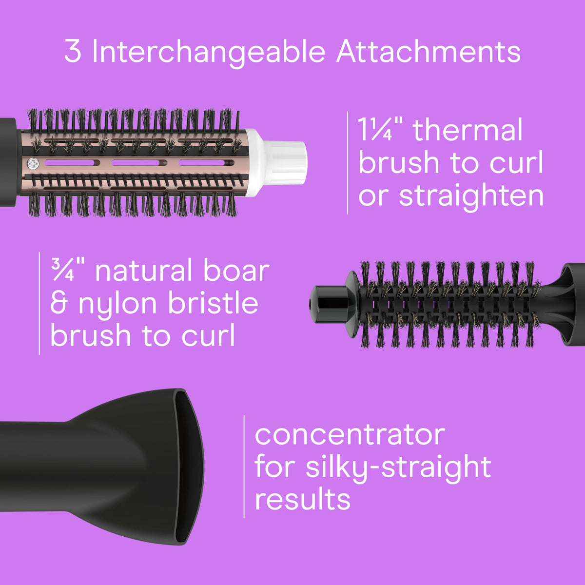 Conair boar and nylon bristle brush detail showing mixed bristles for natural bounce and grip