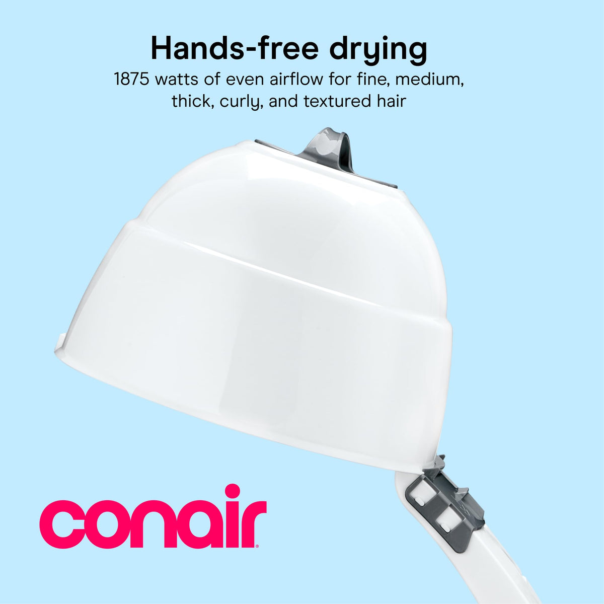 Conair bonnet hood close-up highlighting roomy coverage for rollers and wraps