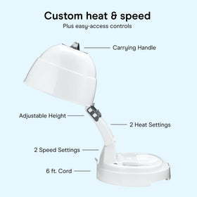 Conair bonnet dryer next to a chair to show size and scale for home use
