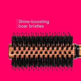 Conair brush in use with blow dryer creating volume and shaped ends quickly