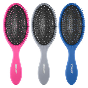 Conair brush set front view showing three colors and easy-grip handles