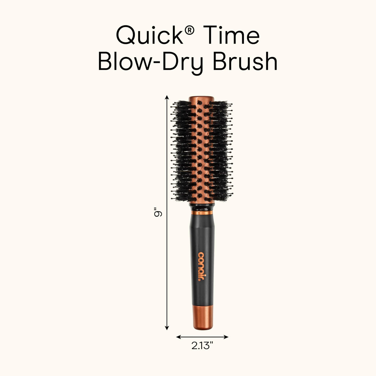 Conair brush handle and texture close-up showing ergonomic grip for steady styling