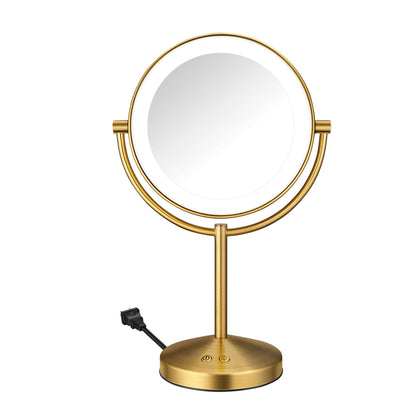 Conair brushed brass front view showing sleek design and clear reflection