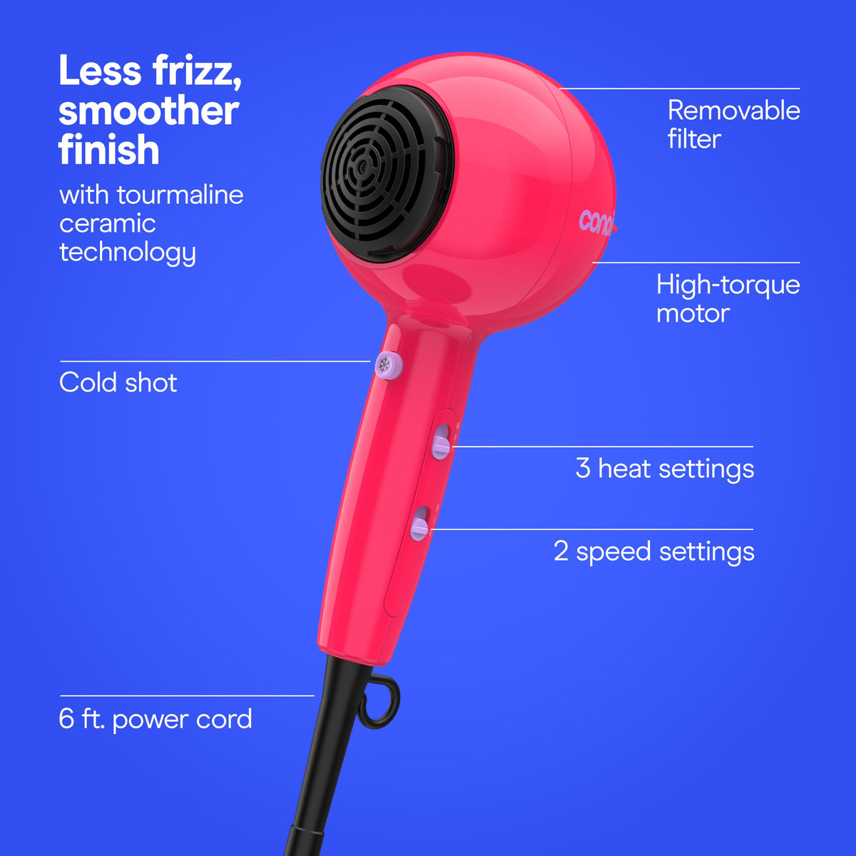 Conair Cake Pop with concentrator attached for focused smoothing and shine