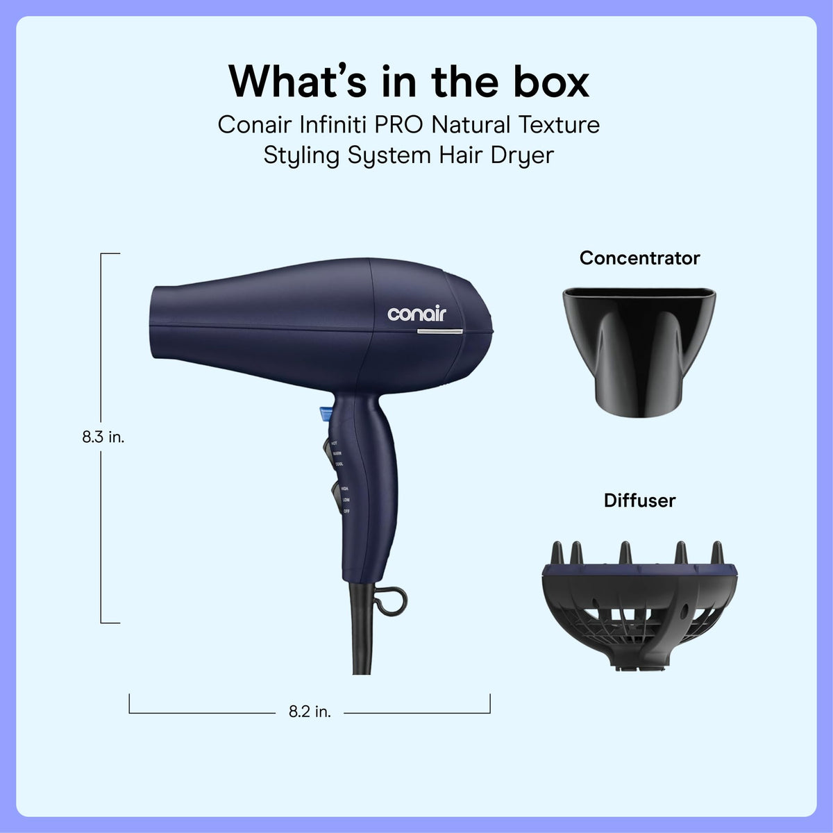 Conair ceramic grille and vent detail for even, gentler heat distribution