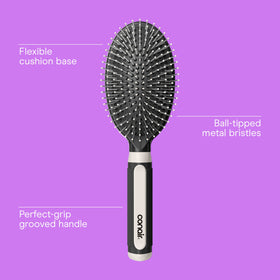 Conair metal bristles close-up with ball tips for gentle detangling