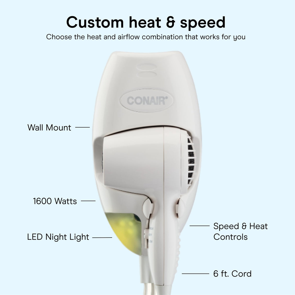 Conair extended 6 ft coil cord showing reach and organized retraction benefit