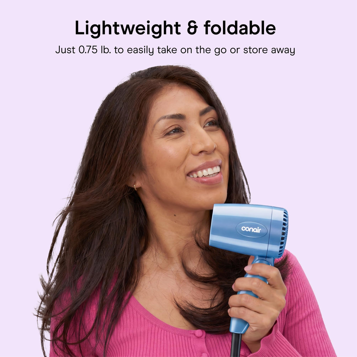 Conair in a carry-on luggage showing easy travel packing convenience