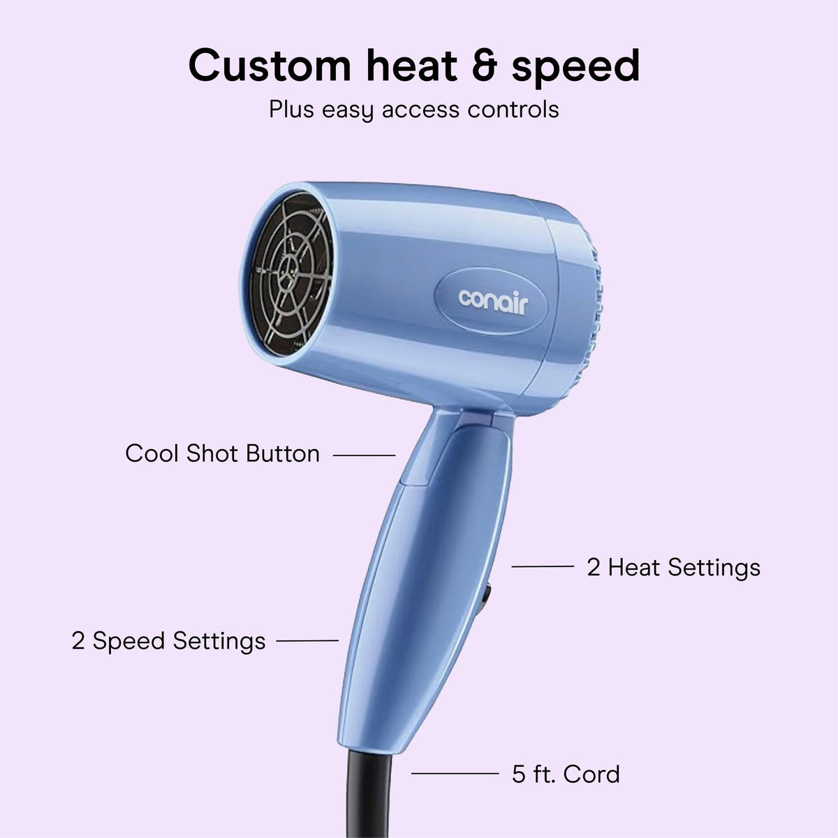 Conair controls and grip close-up offering comfortable handling benefit