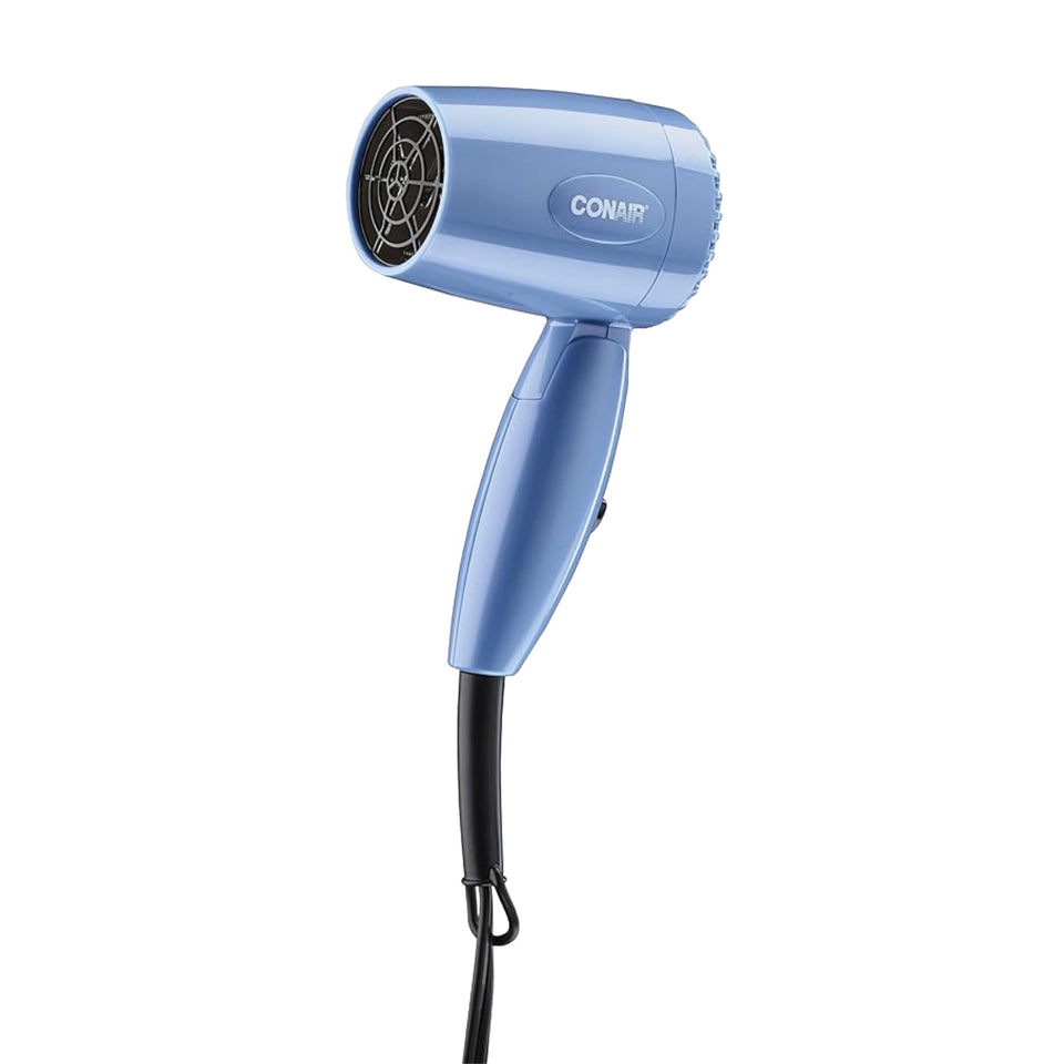 Conair compact travel hair dryer front view showing sleek design and fast drying