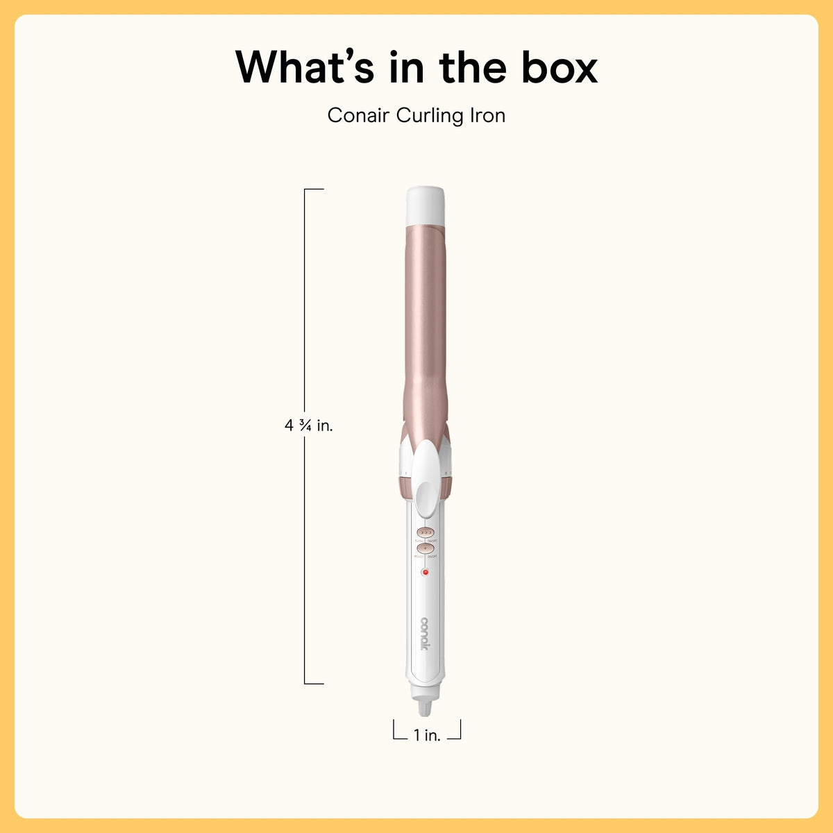Conair cool tip and barrel end detail protecting fingertips during styling