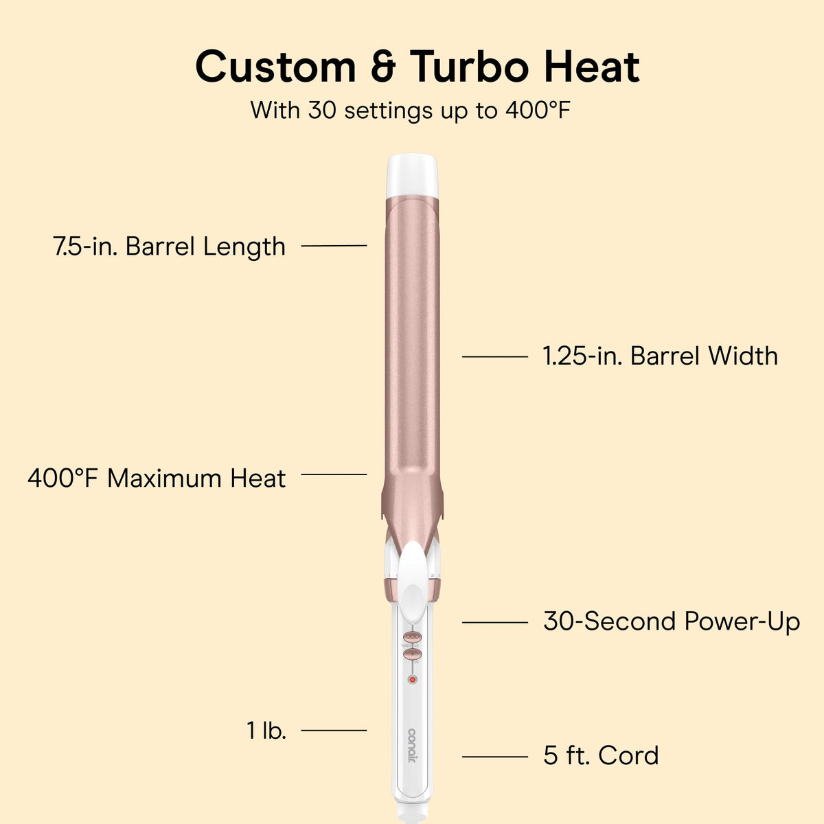 Conair cool tip detail for safe handling and guided styling control