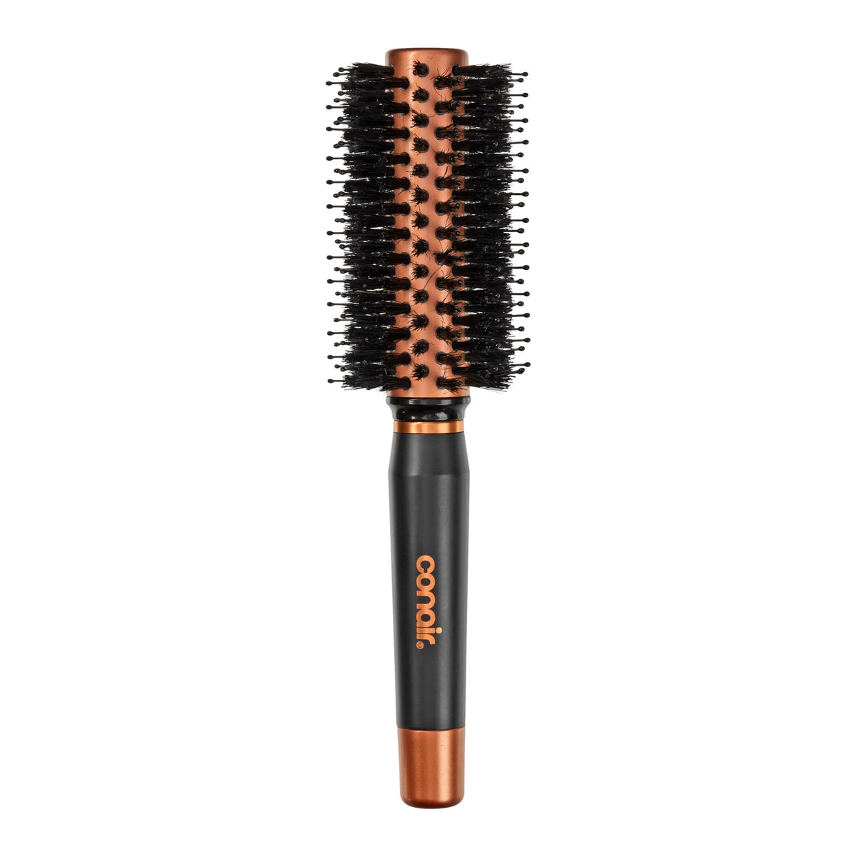 Conair copper round brush front view showing full barrel and bristles for fast drying