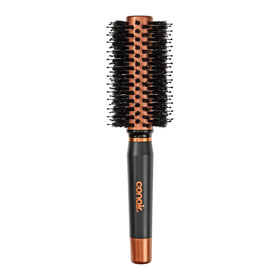 Conair copper round brush front view showing full barrel and bristles for fast drying