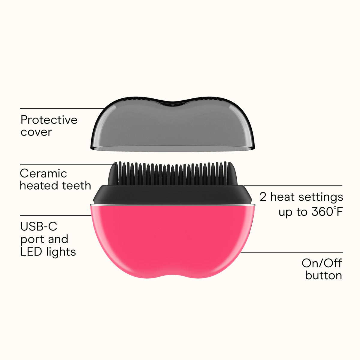 Conair CR80 brush head close-up highlighting ceramic surface for even heat