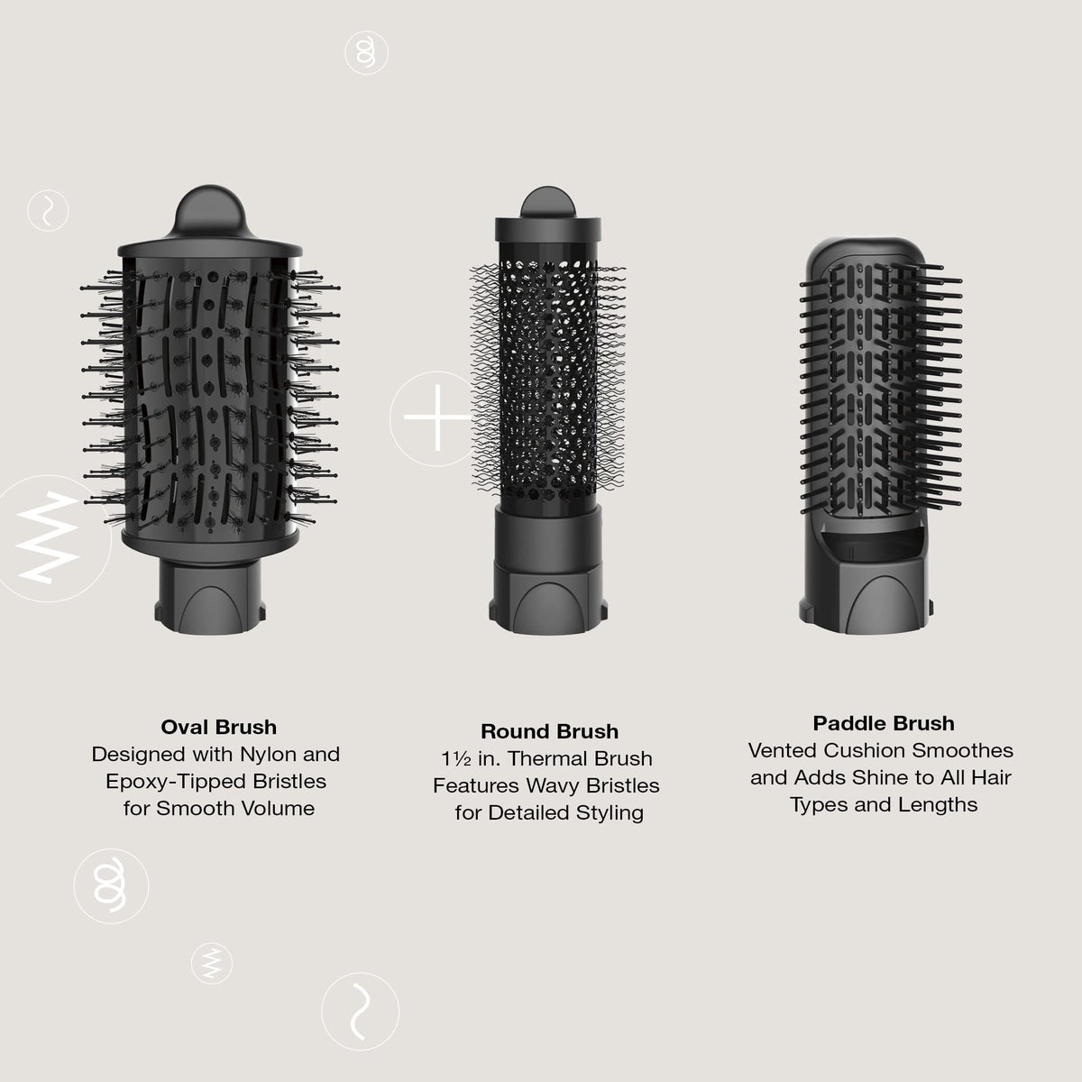 Conair styling hair with round brush attachment demonstrating curl definition and control