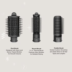 Conair styling hair with round brush attachment demonstrating curl definition and control