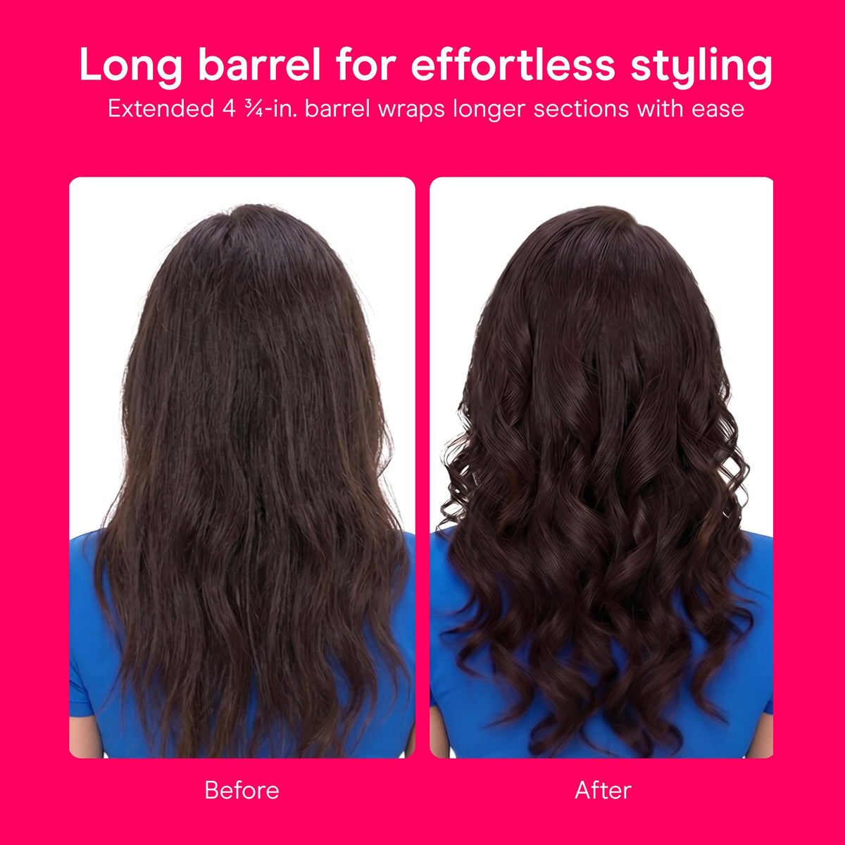 Conair curling iron held in hand to show scale for comfortable handling